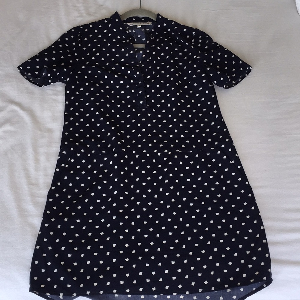 Cupcakes & cashmere short navy polka dot dress